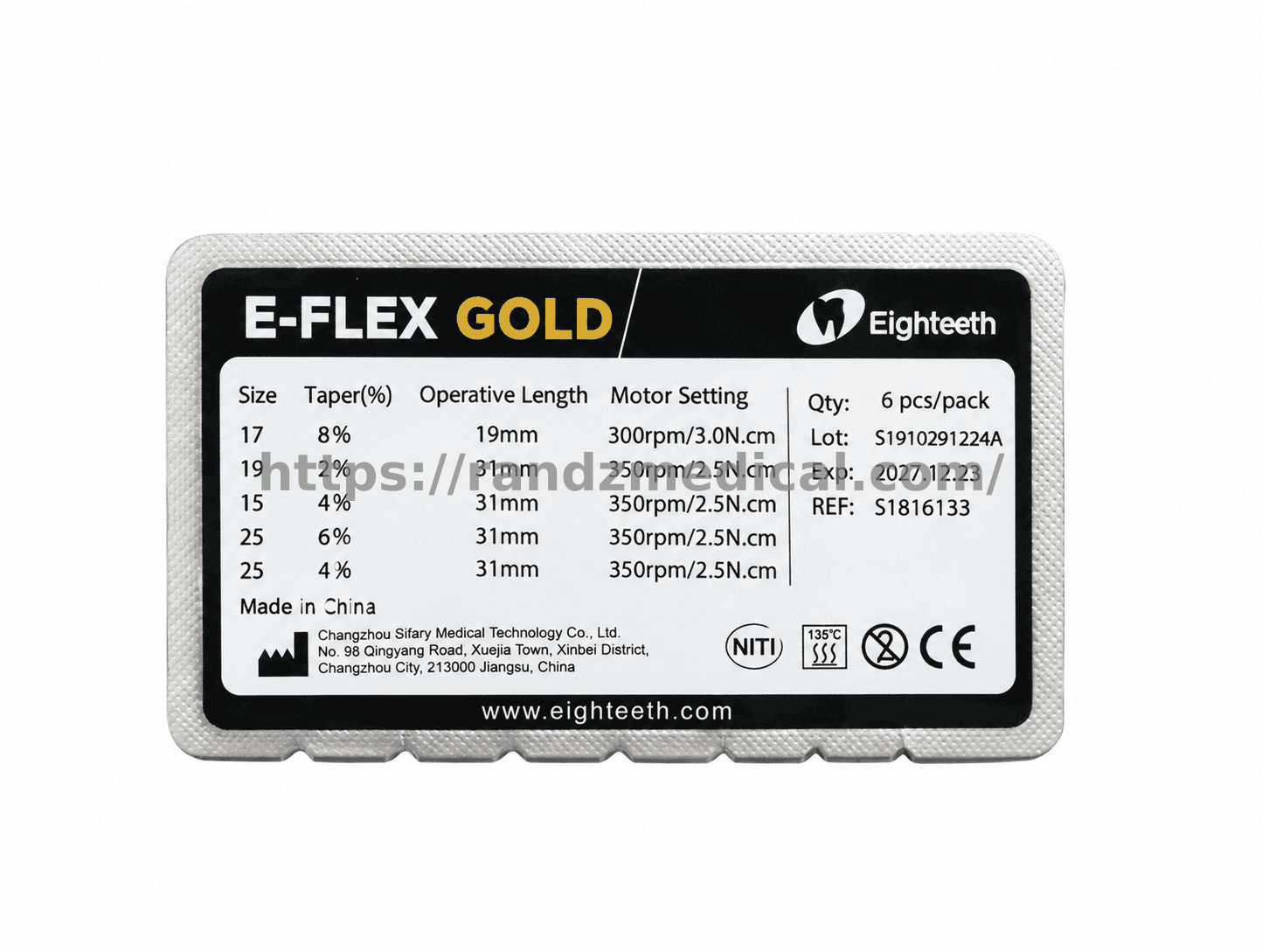 ASSORTIMENT DE LIMES MECANISEE E-FLEX GOLD 31 MM