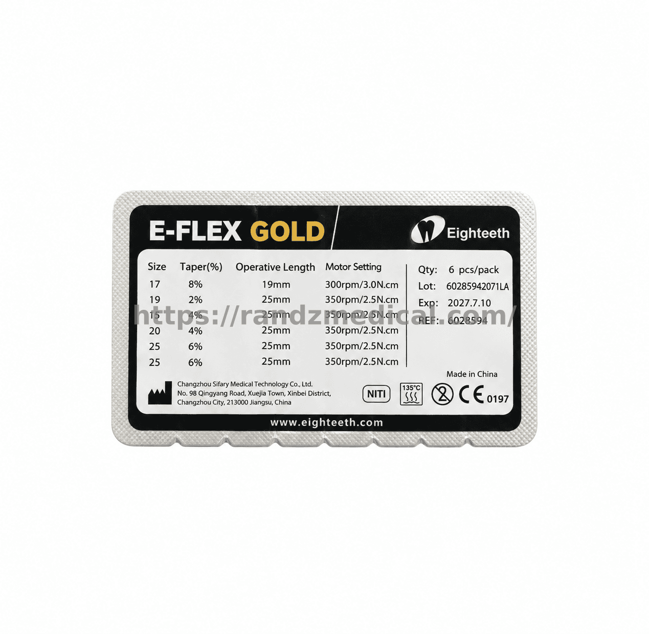 ASSORTIMENT DE LIMES MECANISEE E-FLEX GOLD 25MM
