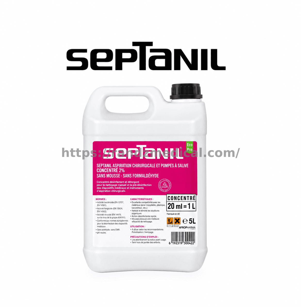 DESINFECTANT ASPIRATION CHIRURGICAL CONCENTRE 2% SANS MOUSSE SANS FORMALDEHYDE ECO PRO 5L