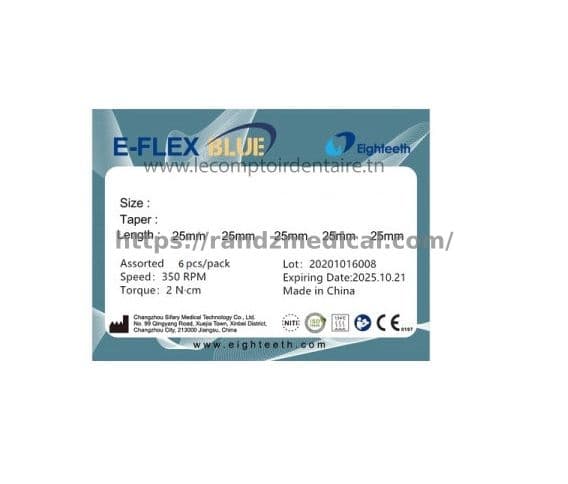 LIMES MECANISEE E-FLEX BLUE N°20/04 L25MM (PLAQUE DE 6 LIMES)