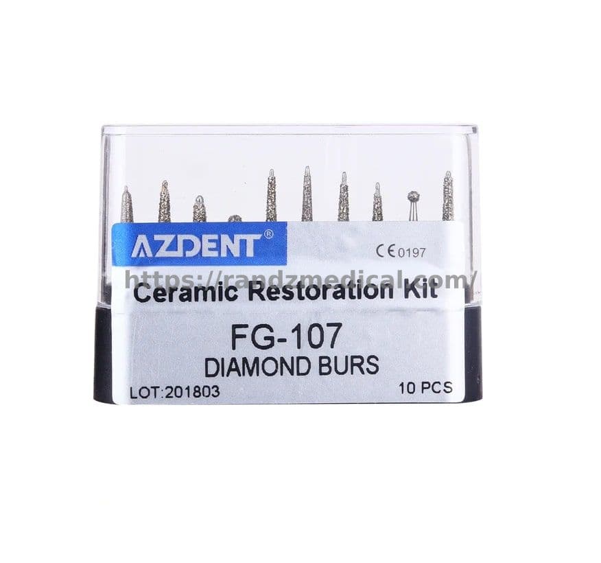KIT DE 10 FRAISES DIAMANTEE FG-107 POUR RESTAURATION CERAMIQUE