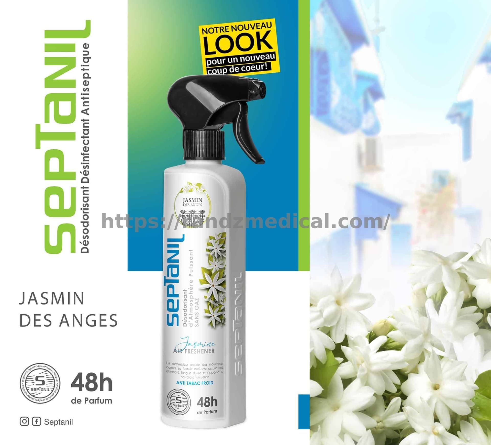DESODORISANT D'ATMOSPHERE PUISSANT "JASMIN" 500mL