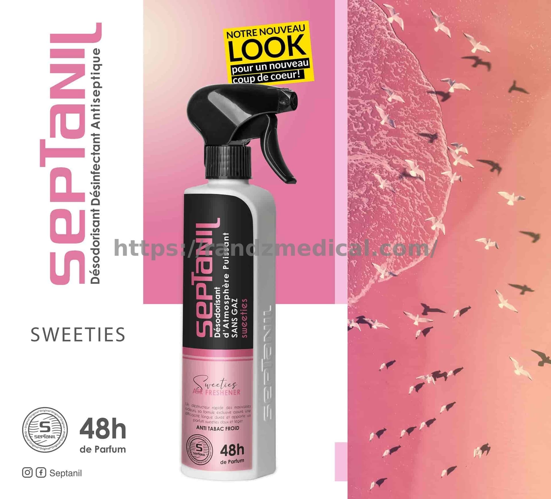 DESODORISANT D'ATMOSPHERE PUISSANT "SWEETIES" 500mL SEPTANIL