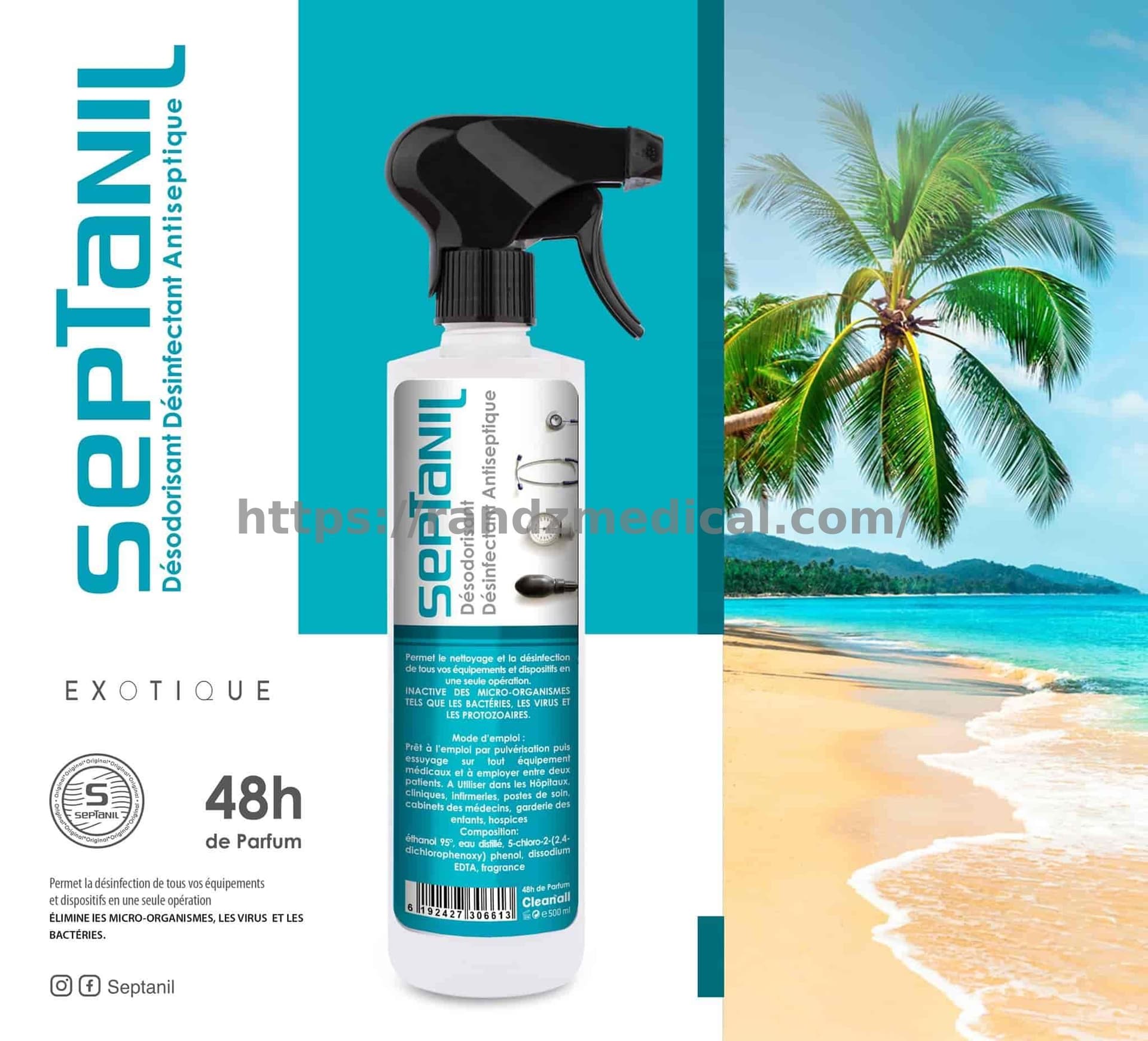DESINFECTANT DESODORISANT ASEPTIQUE "EXOTIQUE" 500ML SEPTANIL