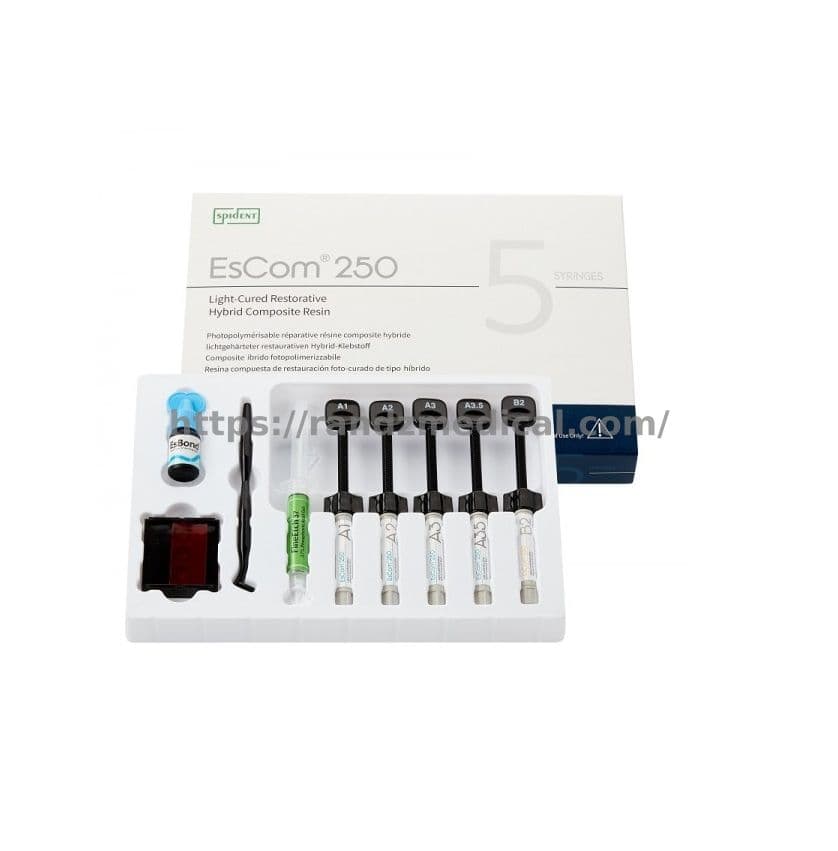 COFFRET RESINE COMPOSITE CHARGE EN SILICATE DE ZIRCONIUM 5 SERINGUES ESCOM 250