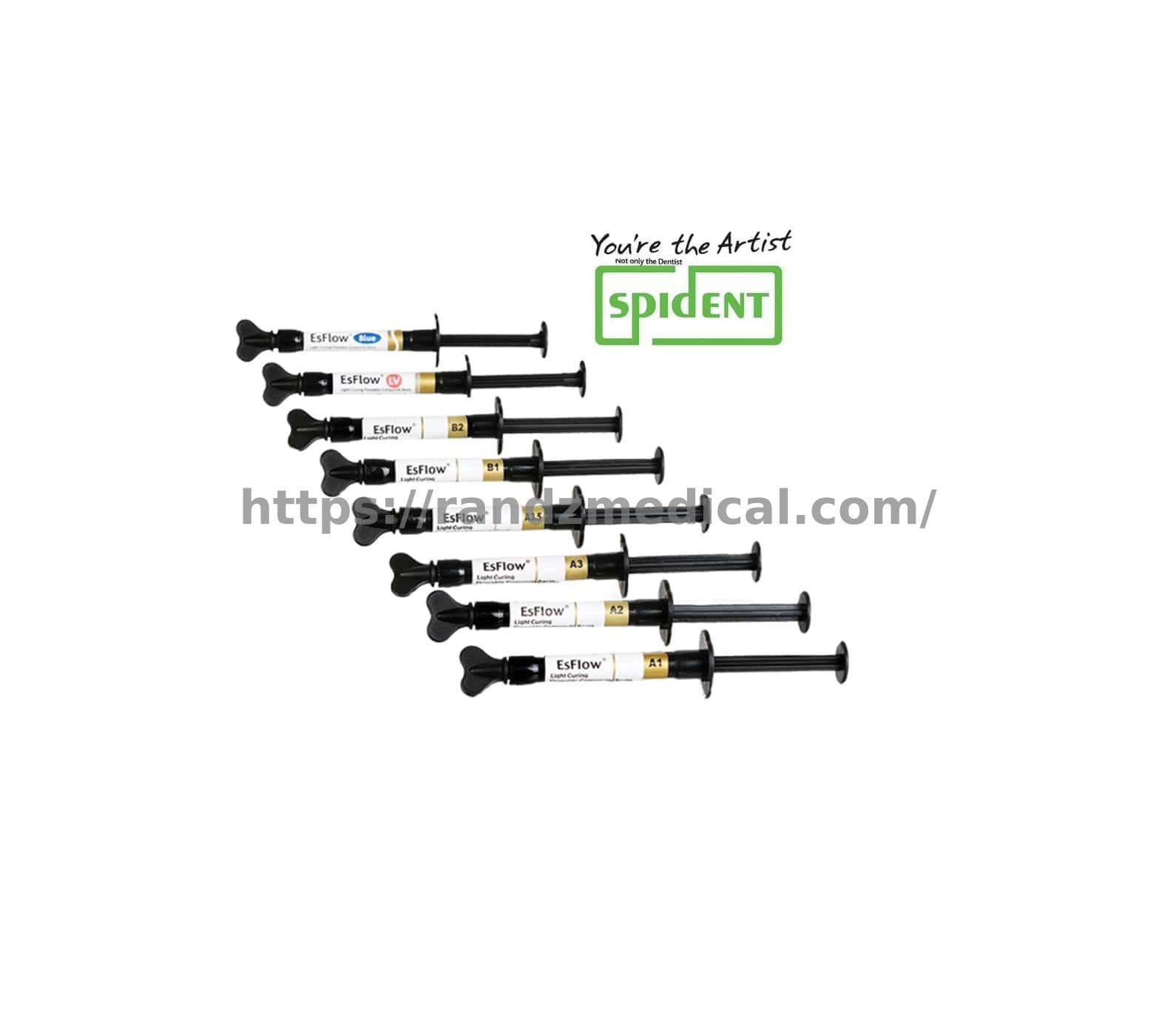 KIT DE 10 SERINGUES DE RESINE FLUIDE NANO HYBRIDE ESFLOW AVEC PRESENTOIR