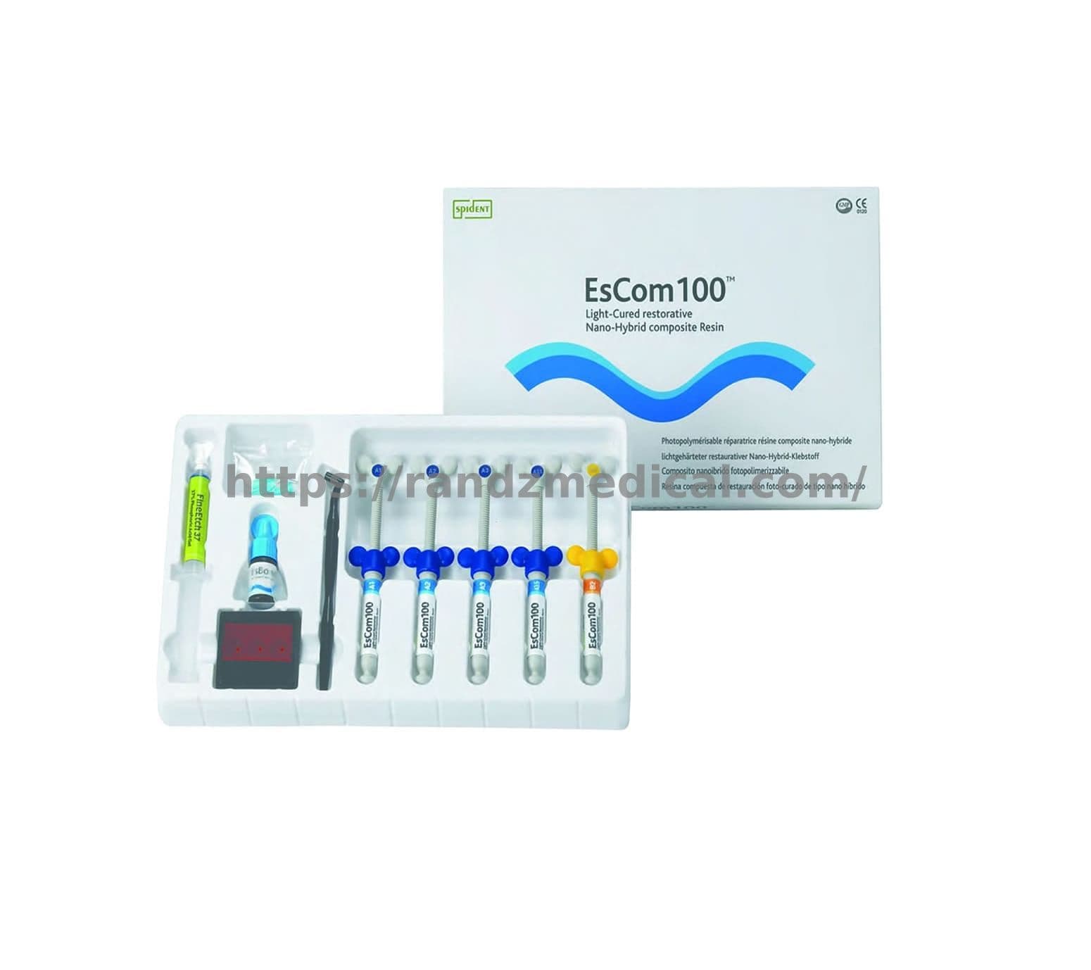 COFFRET RESINE COMPOSITE 5 SERINGUES ESCOM 100