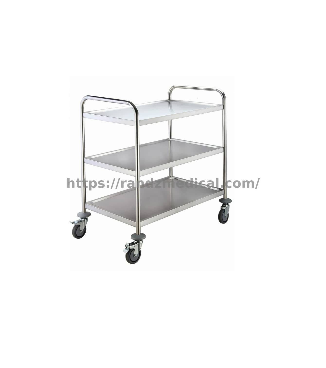 CHARIOT DE SOIN EN INOX A 3 ETAGES 50x70CM